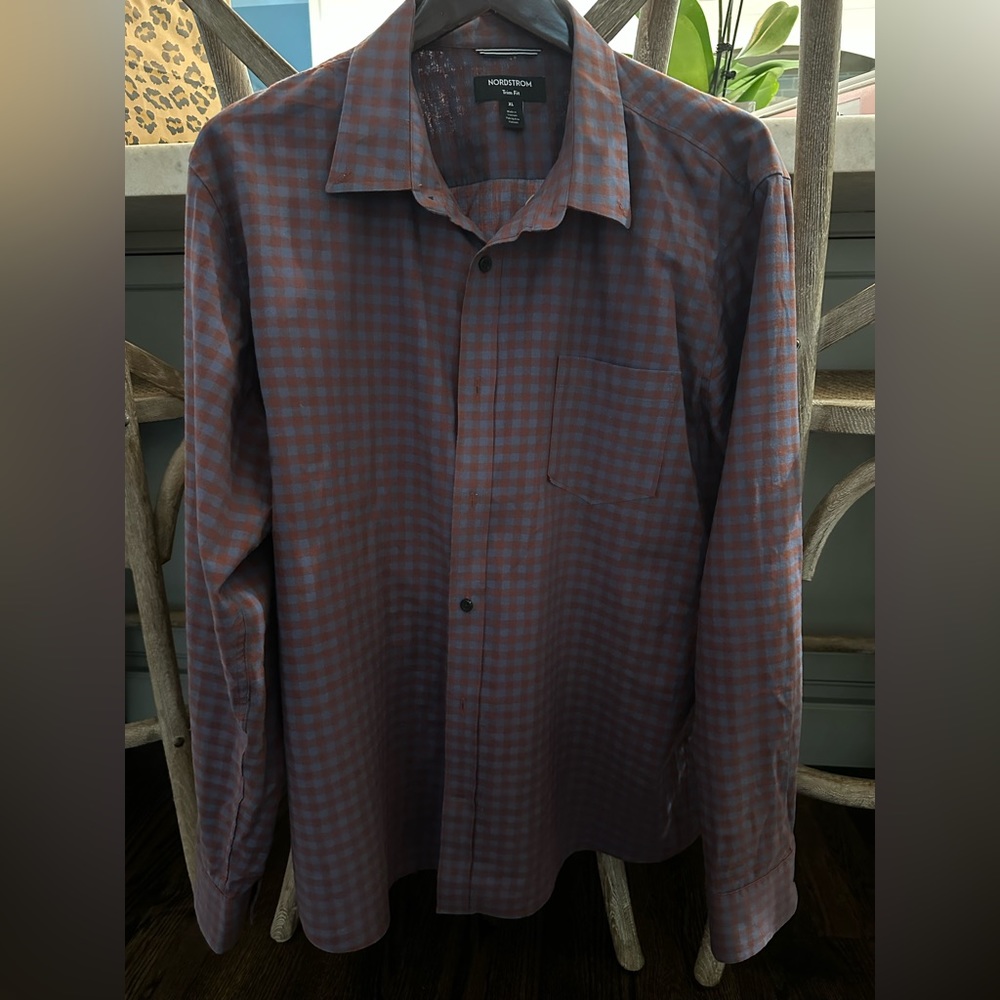 Men’s Plaid Trim Fit long sleeve dress shirt